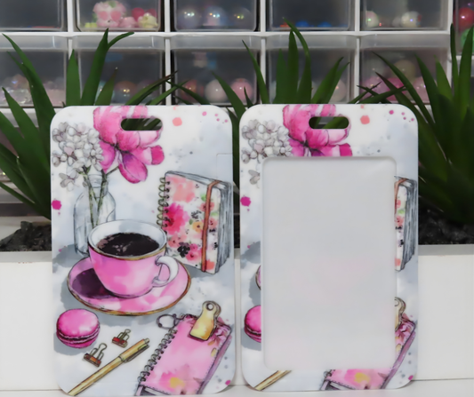 Pink Coffee & Planner Badge Holder