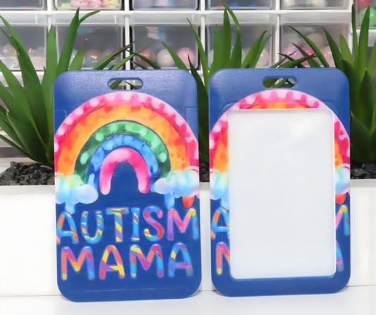 Autism Mama Rainbow Badge Holder