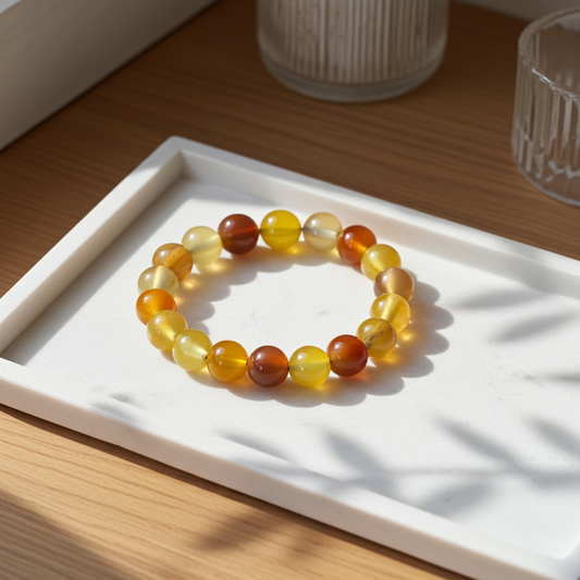 Amber Agate Bracelet-grounding, protection, and emotional balance