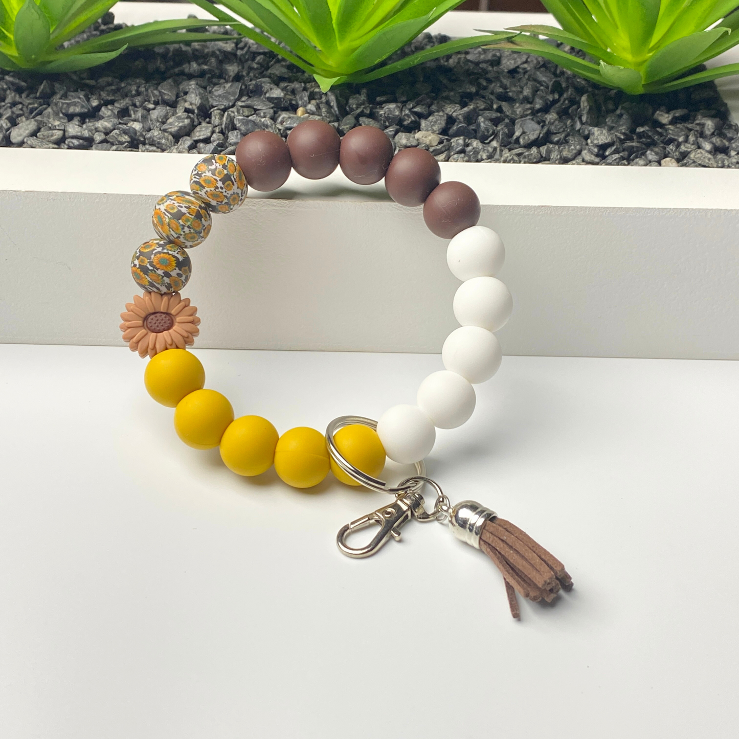 Sunflower Beaded Keychain