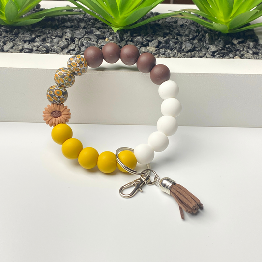 Sunflower Beaded Keychain