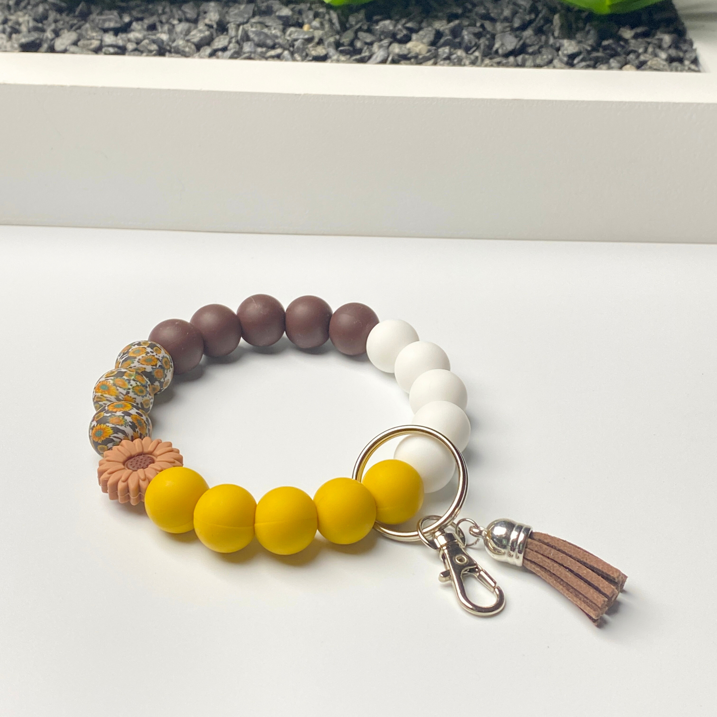 Sunflower Beaded Keychain