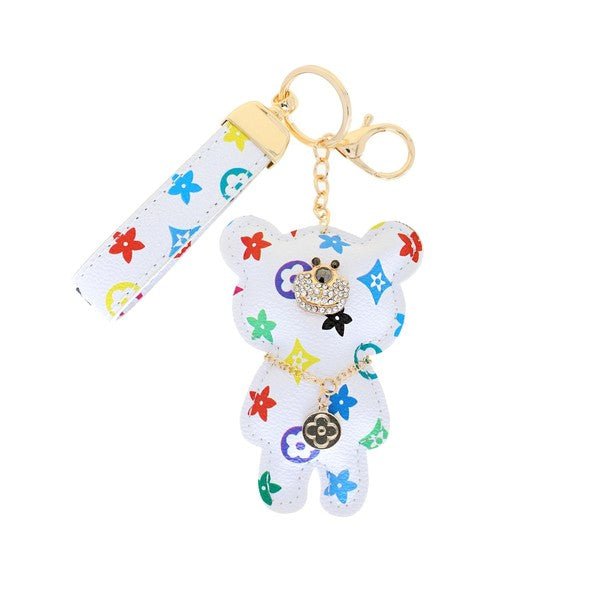 Leather Teddy Bear Wristlet Keychain | Bag Charms | Purse Charms