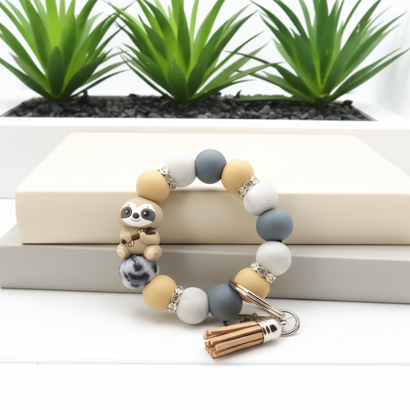 Chic Sloth Charm Silicone Keychain