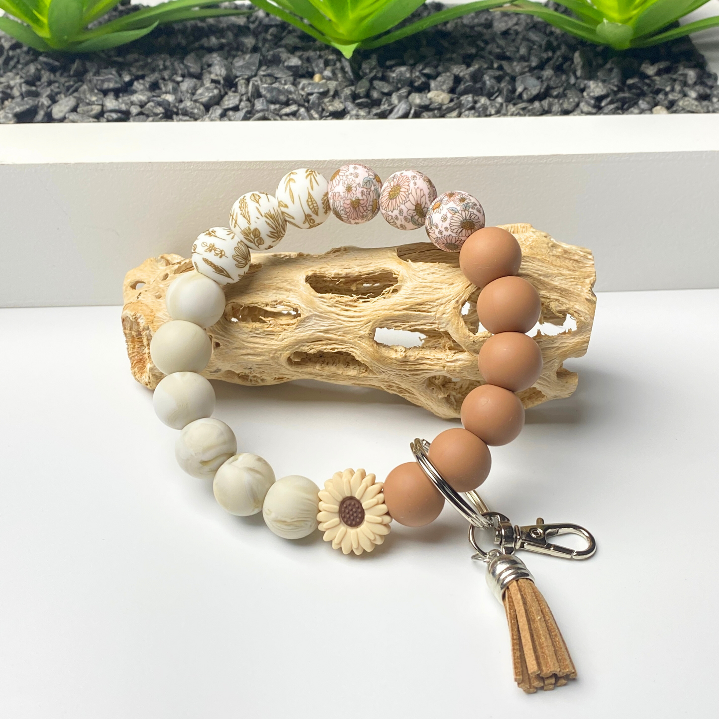 Sunflower Beaded Keychain