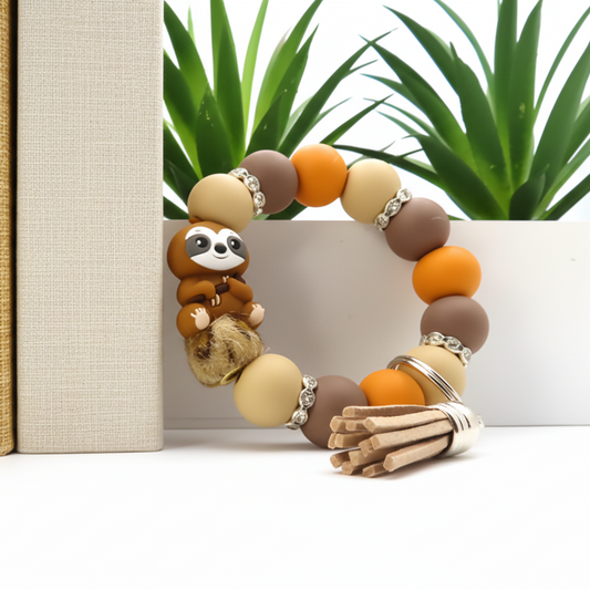 Chic Sloth Charm Silicone Keychain