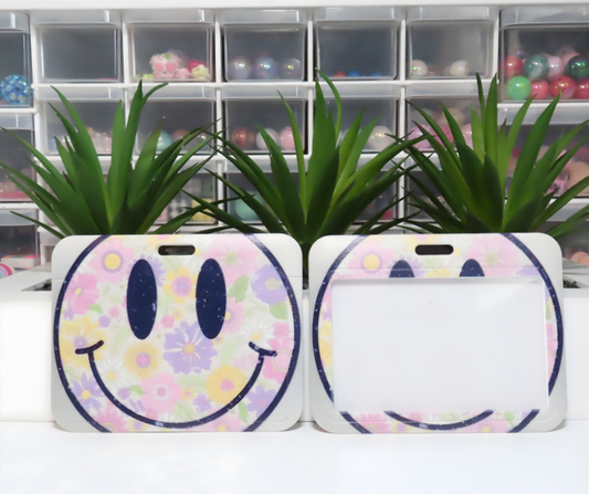 Floral Smiley Face Badge Holder