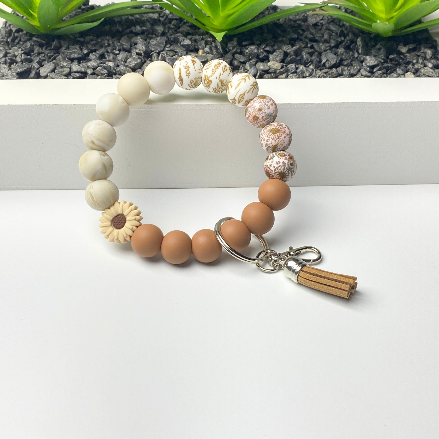 Sunflower Beaded Keychain