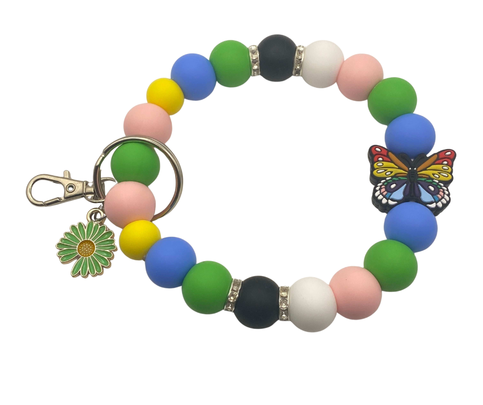 Butterfly Bloom Silicone Wristlet Keychain - Uniquely Created