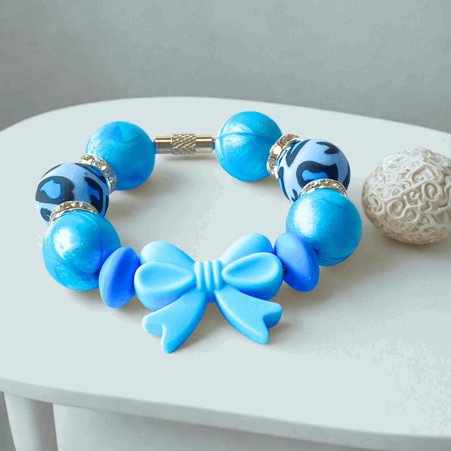 Blue Bow Cup Charm