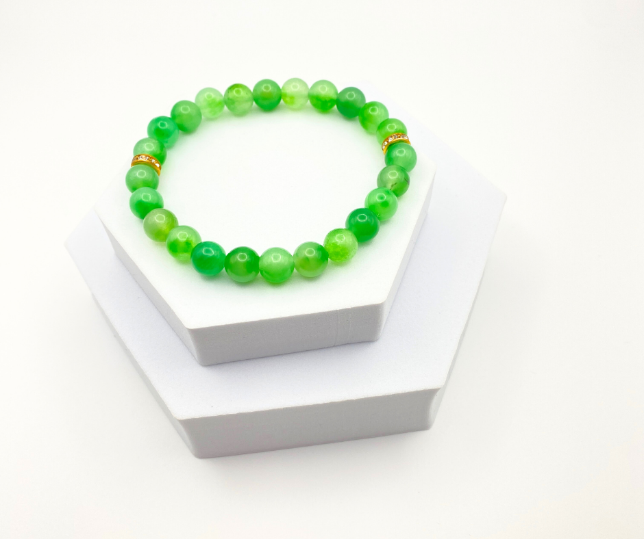 Green Aventurine & Gold Accent Bracelet