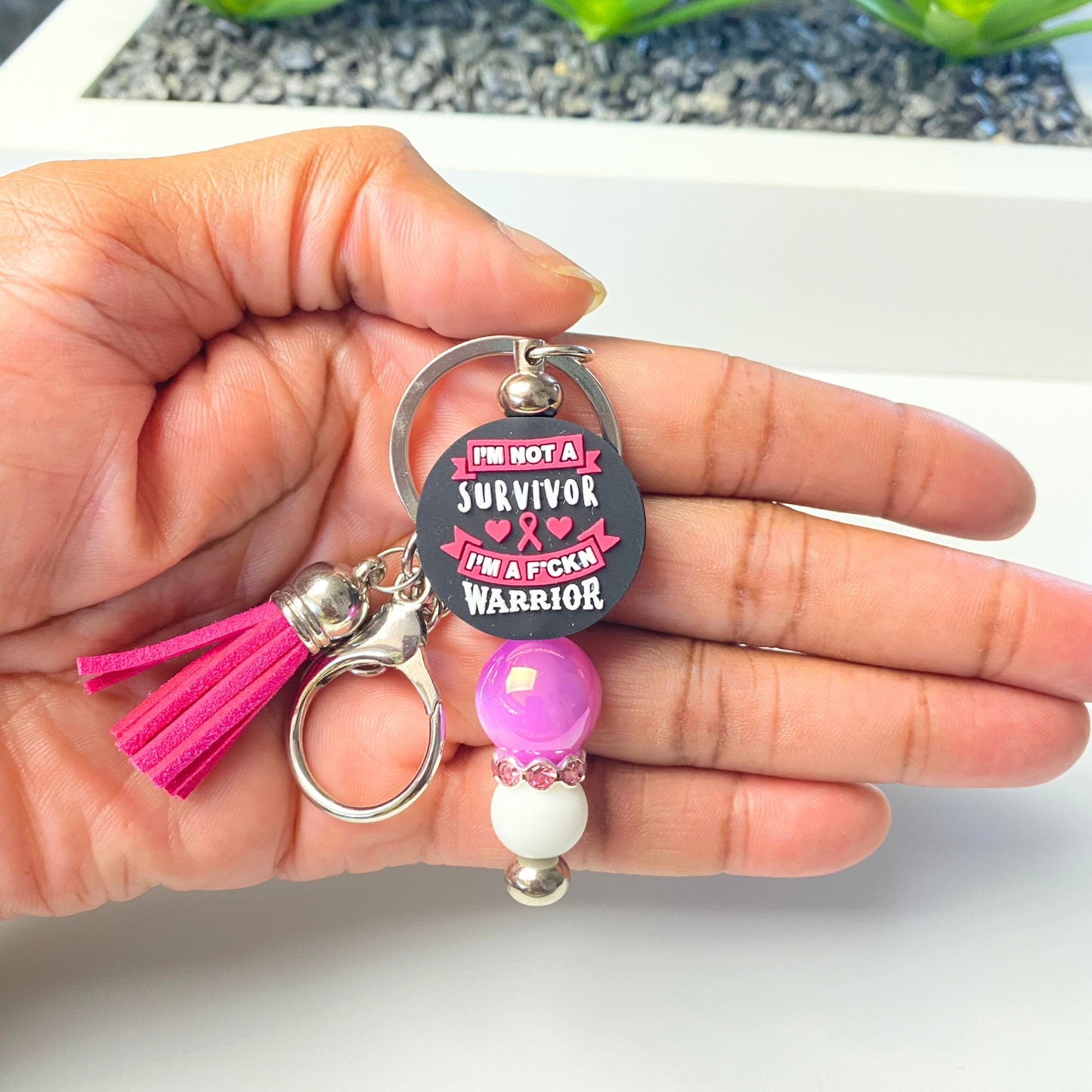 Cancer Awareness Beaded Wristlet/Keychain