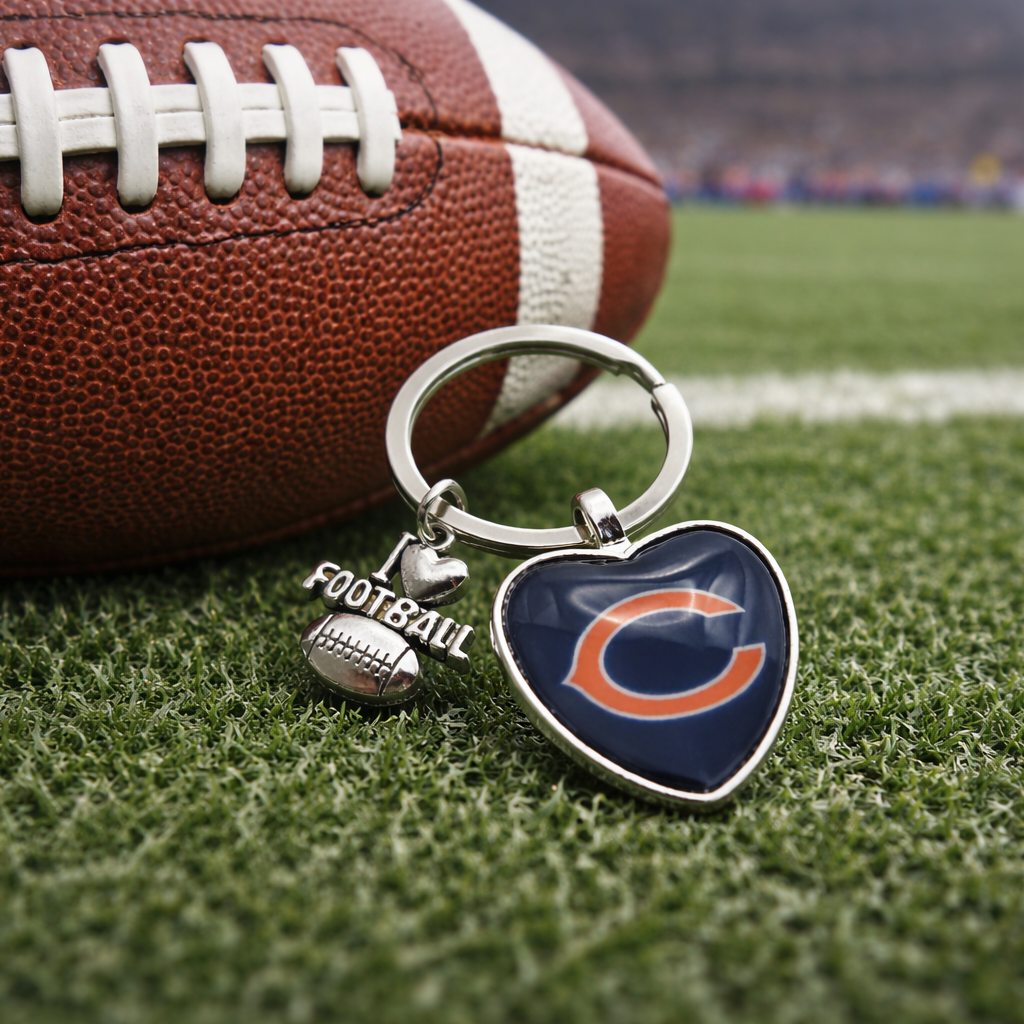 Football Team Keychain with Mini Football Charm