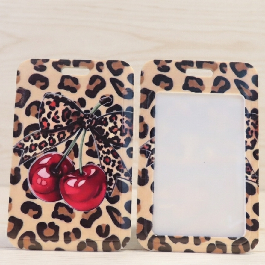 Rockabilly Leopard Print & Cherry Bow ID Badge Holder