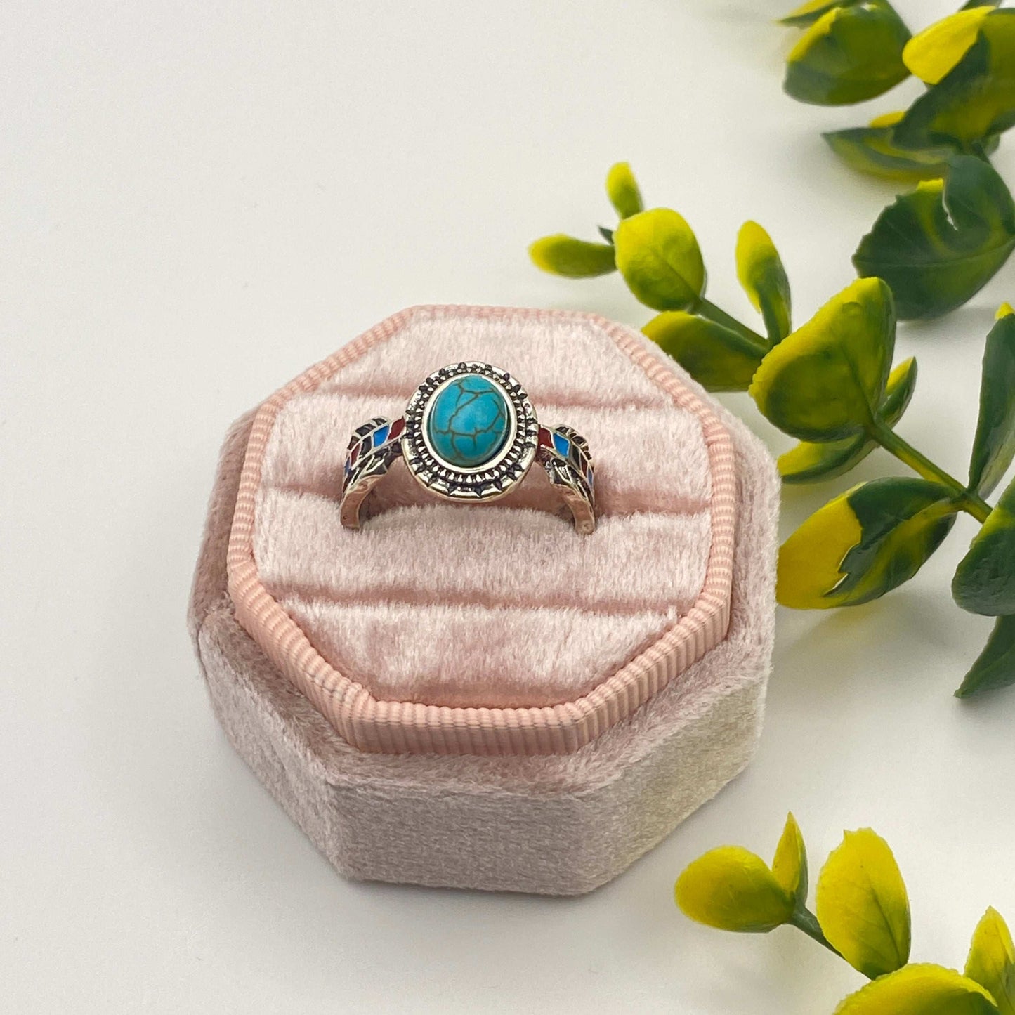 Turquoise Harmony Feather Ring