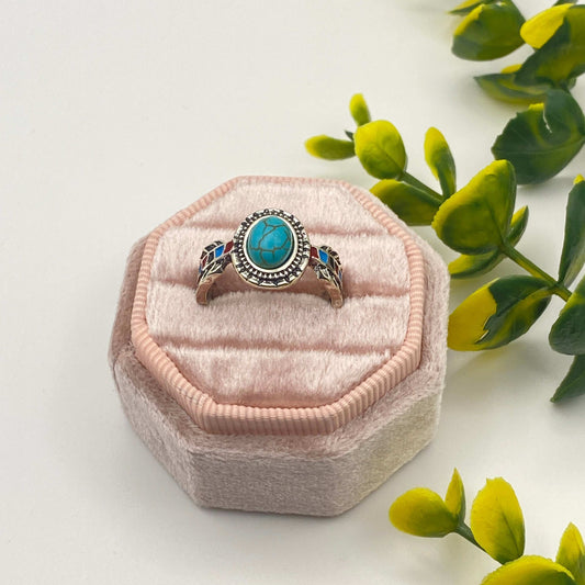 Turquoise Harmony Feather Ring
