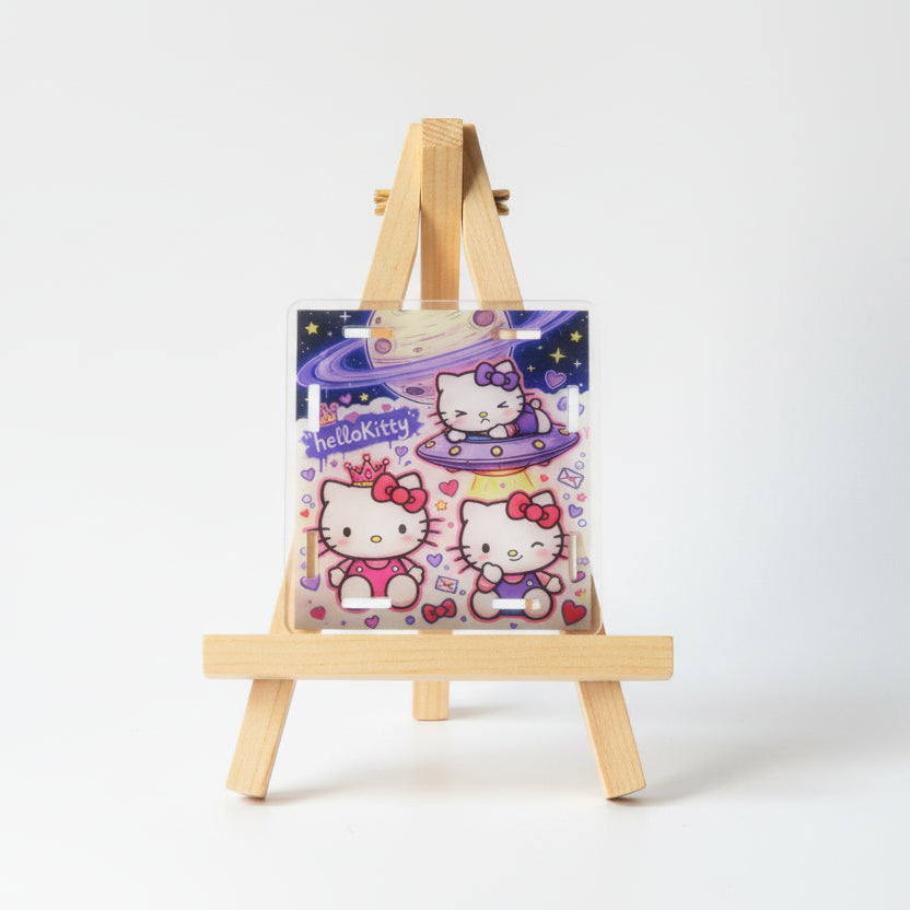 Hello Kitty-themed product with space design on a white background