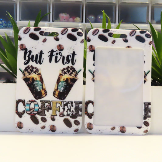Phone case with Starbucks design and 'But First Coffee' text on a white background.