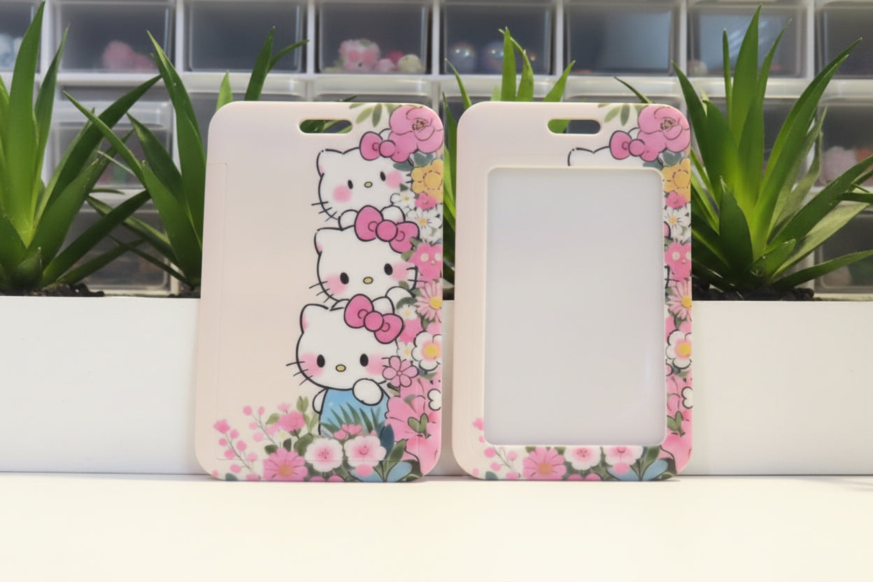 Two cartoon character phone cases with floral designs on a white surface.