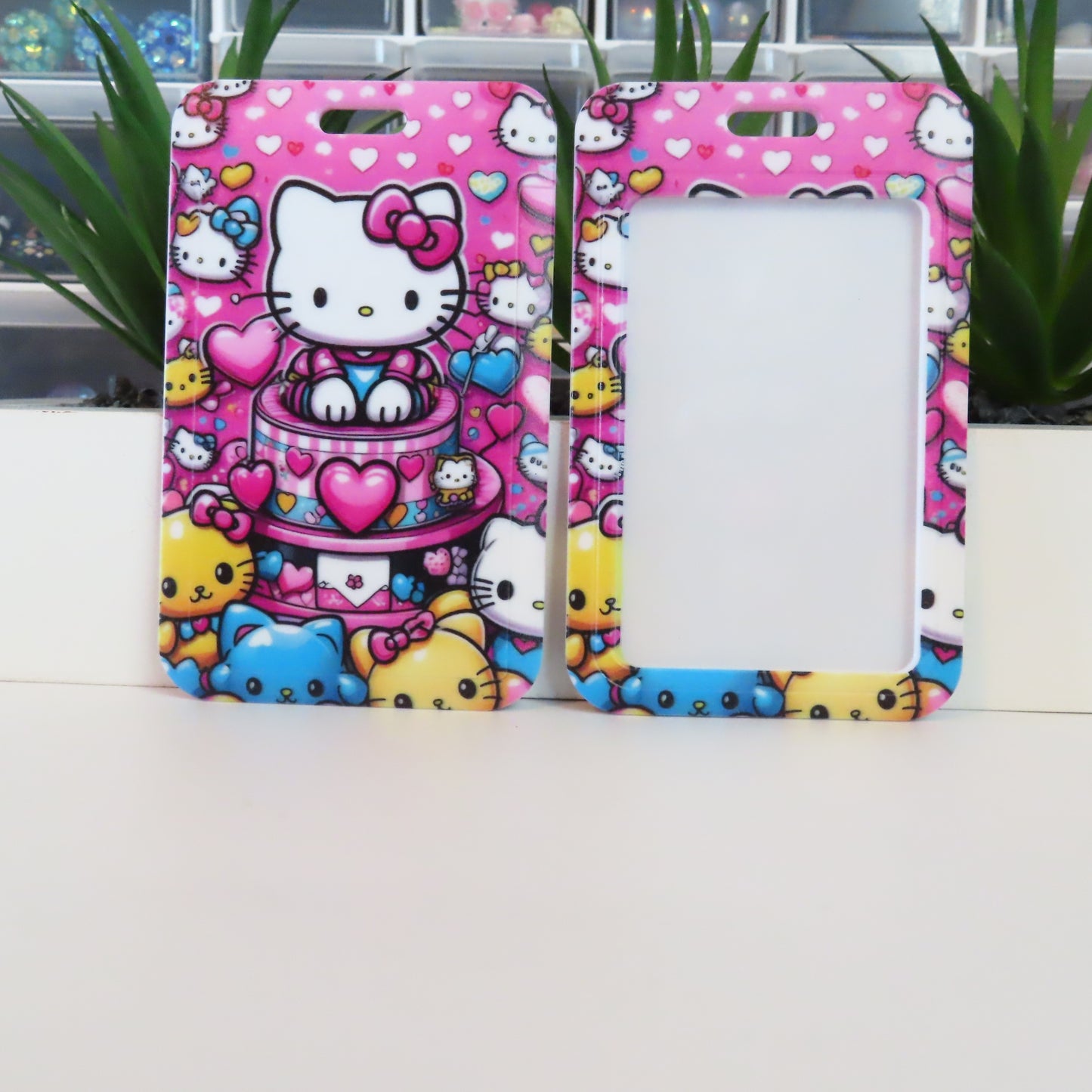 Kawaii Pink Kitty Birthday Badge Holder