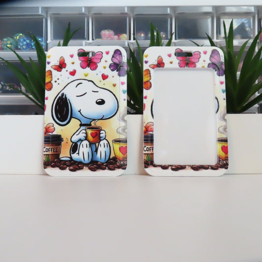 Coffee & Butterflies Beagle Badge Holder