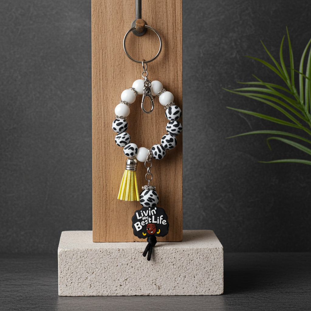 "Livin My Best Life" Wristlet Keychain