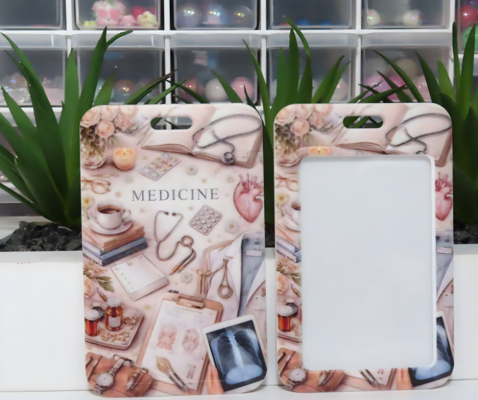 Phone case with medical-themed design featuring the word 'MEDICINE' on a white background.