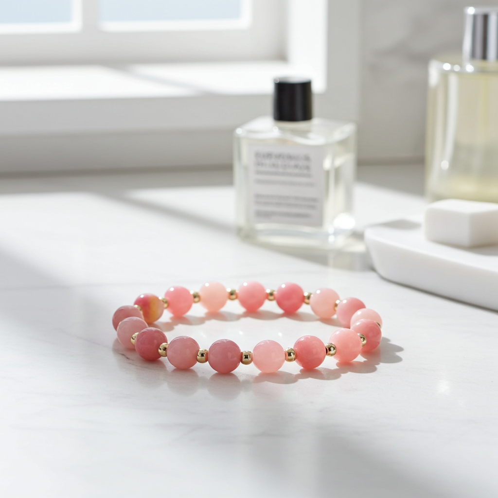 Pink Yellow Jade Bracelet-promoting emotional healing, optimism, and personal growth