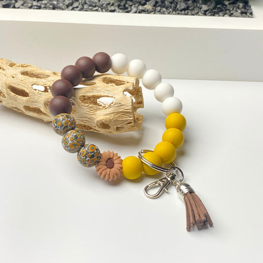 Sunflower Beaded Keychain