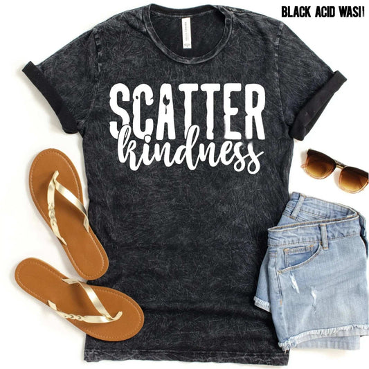 Alt text: Scatter Kindness unisex faith t-shirt, handmade inspirational shirt
