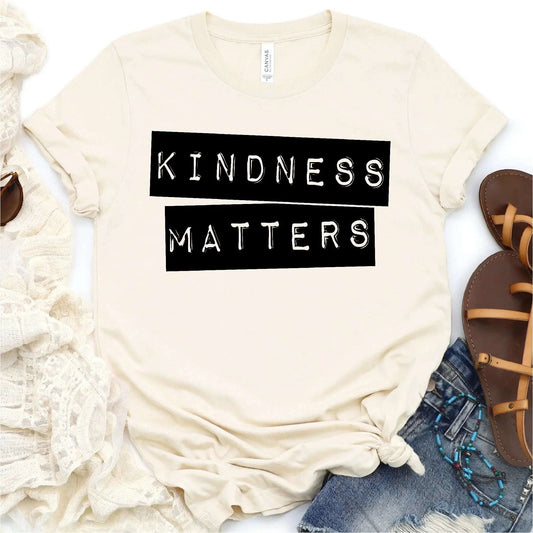 Alt text: Kindness Matters unisex t-shirt, handmade inspirational apparel
